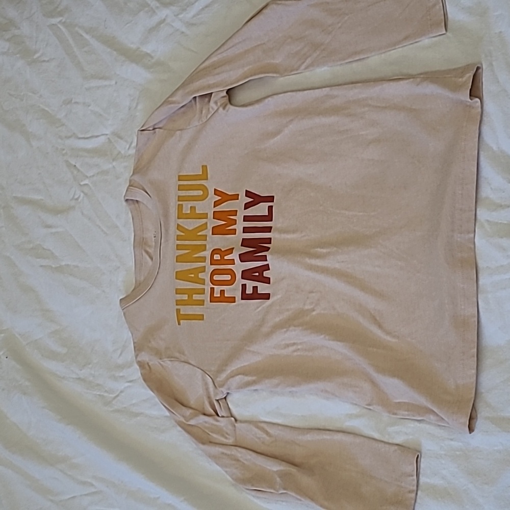 💥5/$25 The Children's Place Boys Size 5/6 Tan Long Sleeve Thanksgiving Shirt